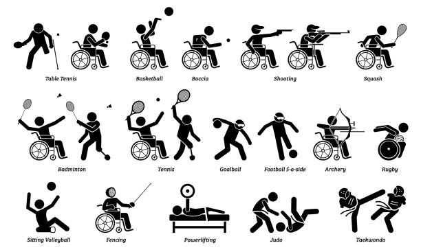 Vector signs and symbols of competitive sports for people with disabilities.